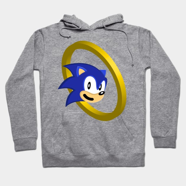 sonic mascot and golden circle ring Hoodie by maricetak